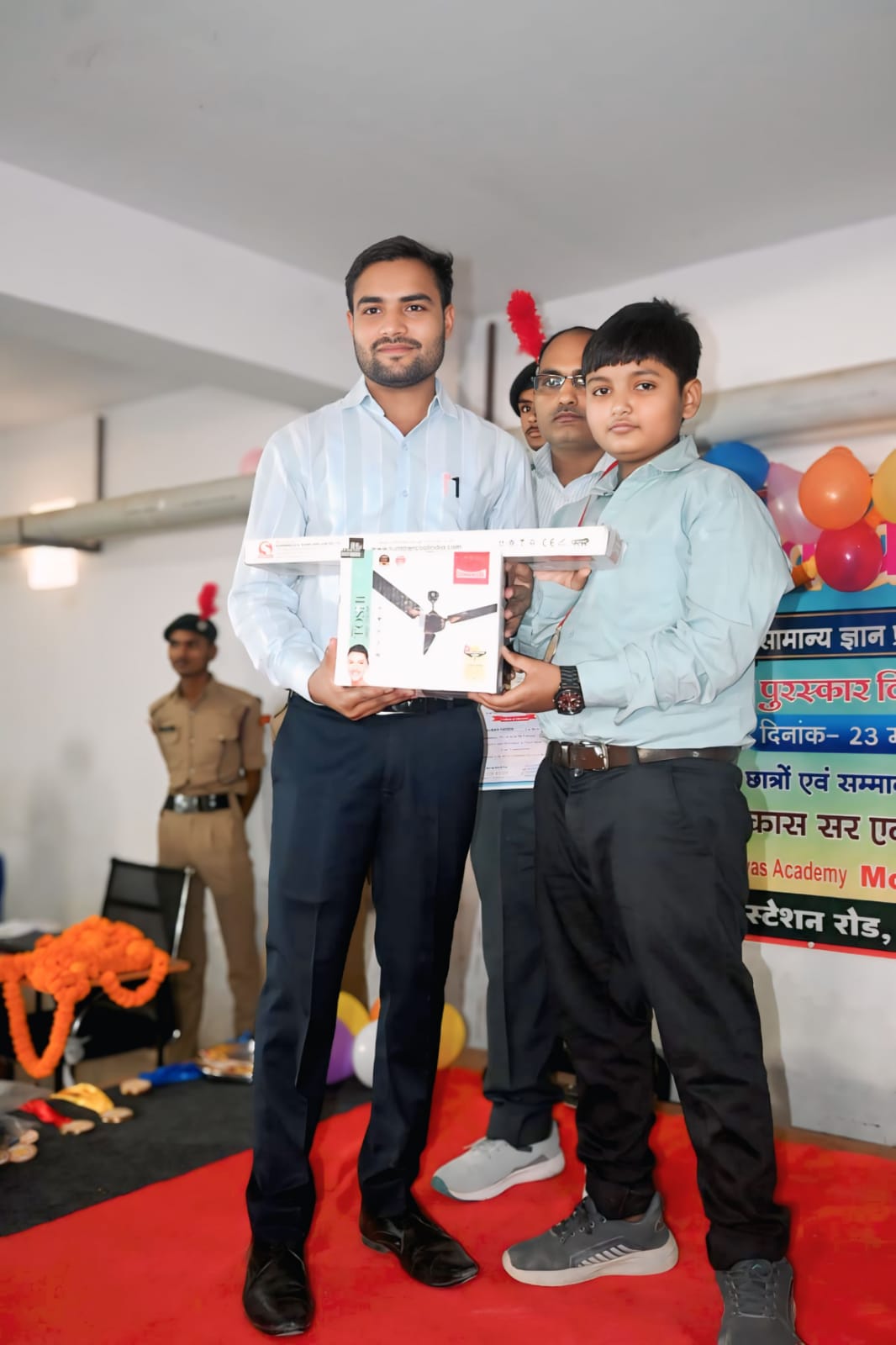 A student receives a certificate during a ceremony