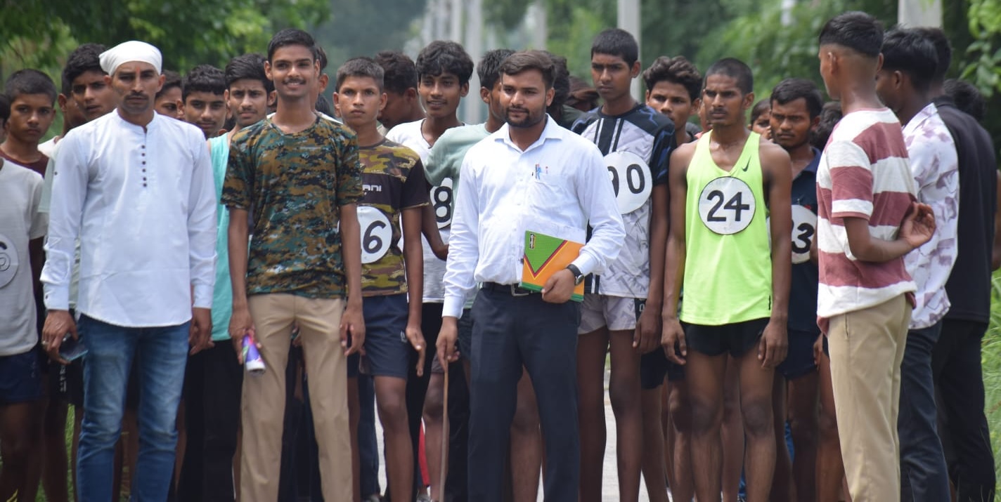 Students lined up at the annual sports championship